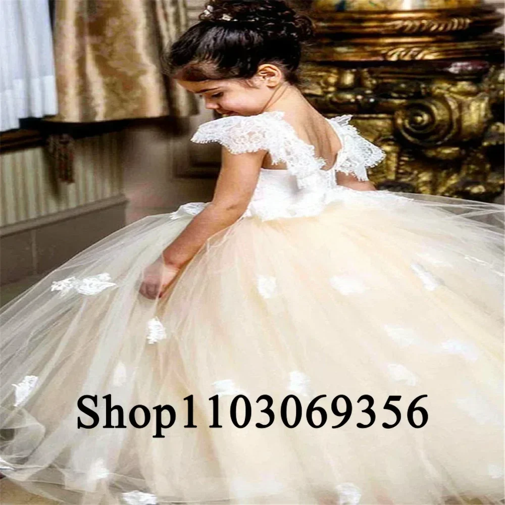 Custom Made White / Ivory Flower Girl Dresses for Wedding Custom Made Pageant Dress Sleeveless Communion Present Birthday