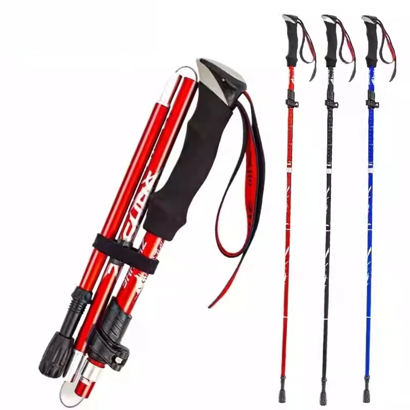 

Outdoor Ultra Light Folding Trekking Pole Telescopic Aluminum Alloy Mountaineering Equipment Outdoor Hiking Tools