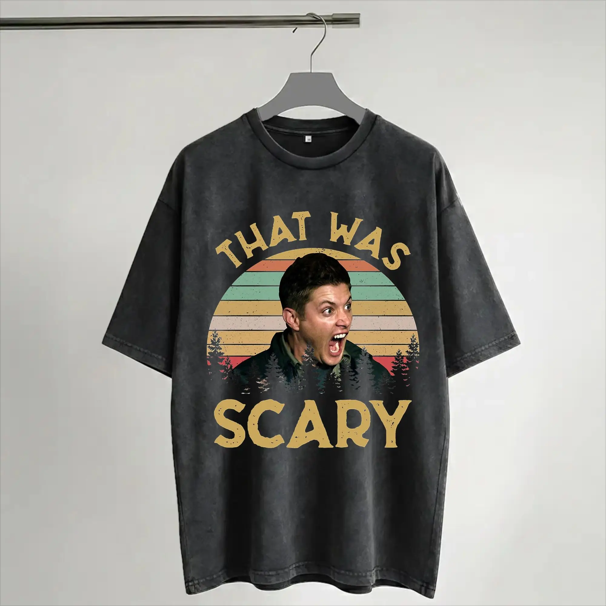 Harajuku Washed Shirt Dean Winchester Supernatural That Was Scary  Merch Vintage T Shirt  Streetwear Short Sleeve