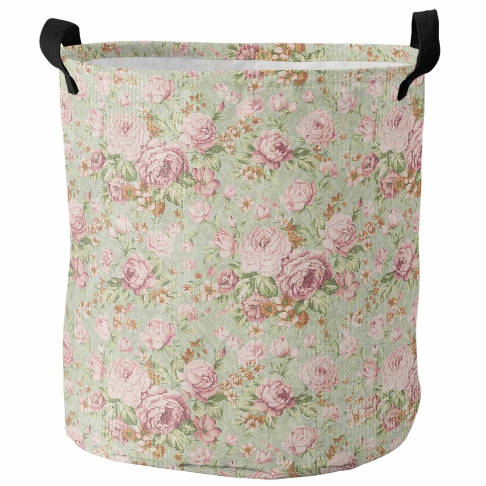 Flower Illustration Camellia Retro Foldable Dirty Laundry Basket Kid's Toy Organizer Waterproof Storage Baskets