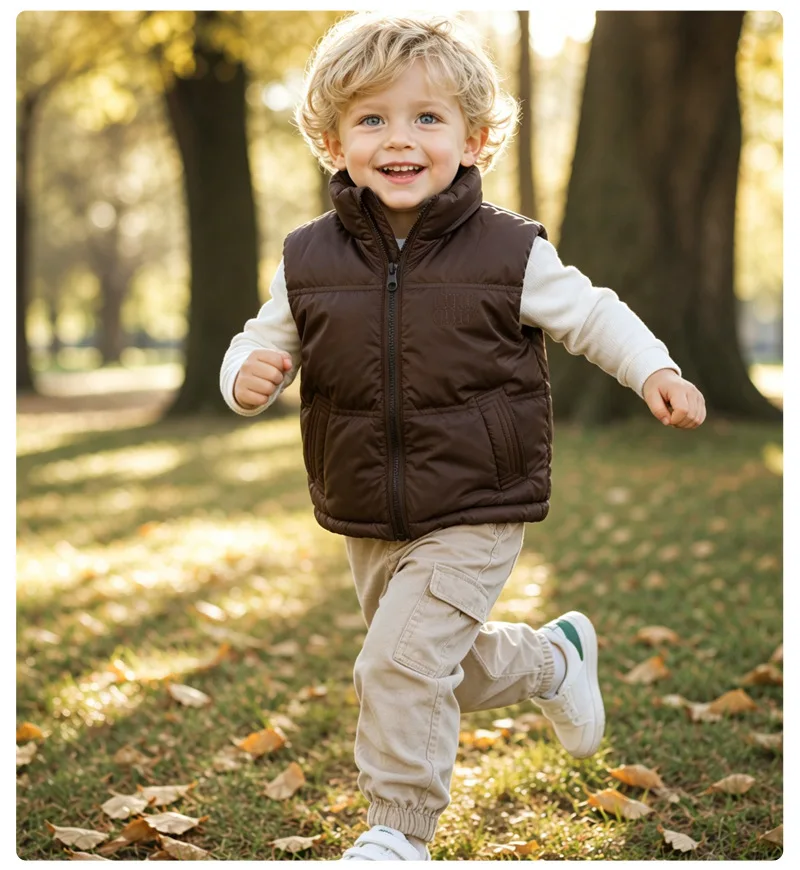 Dicke Weiche Weste für Jungen und Mädchen, Kinder Herbst Winter Winddichte Warme Weste, Baby Freizeitweste, Schüler Outdoor Campus Sportweste, Kinder – Detail 14
