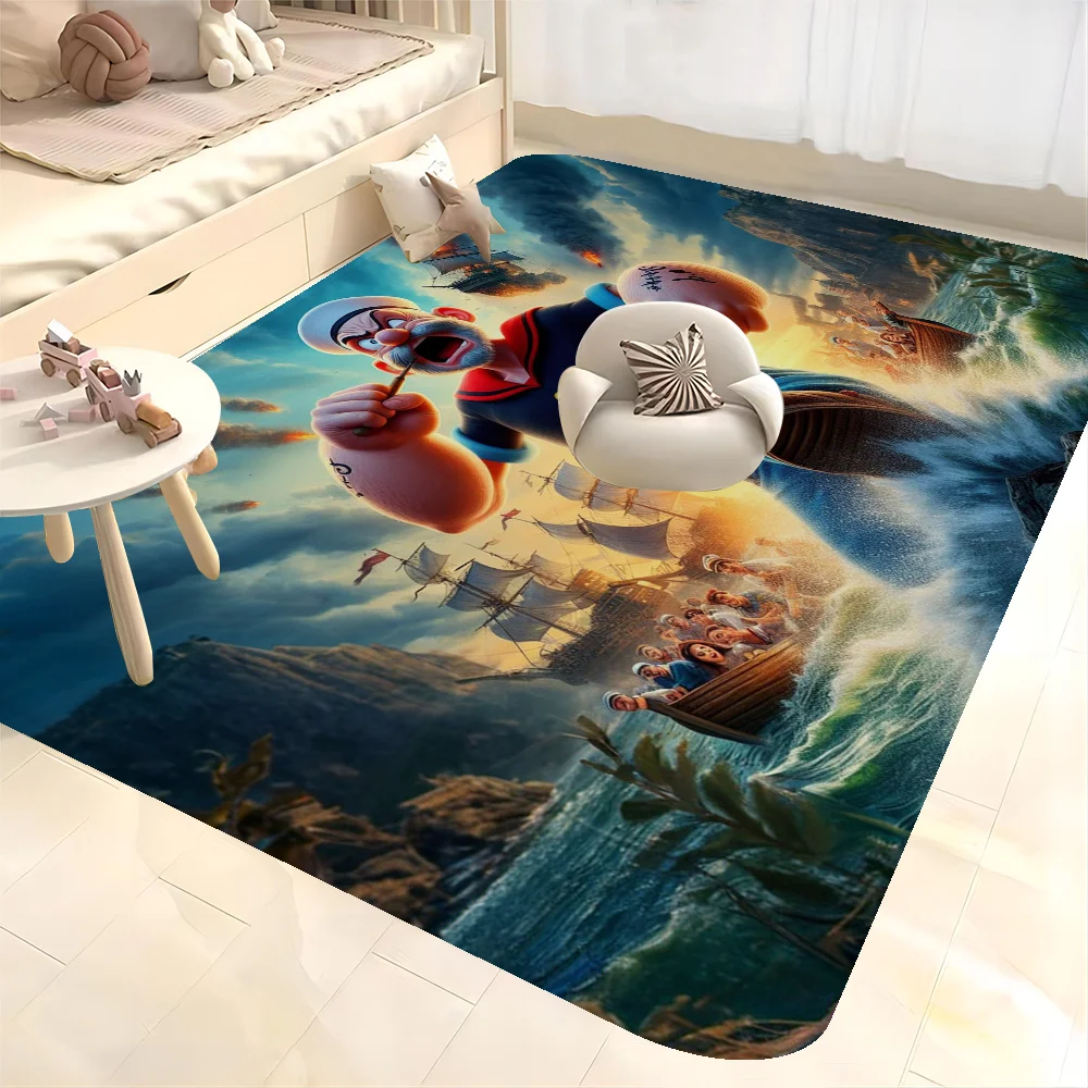 P-Popeyes The Sailor Man Bathroom Mat Non-Slip Laundry Room Mat Laundry Decor Balcony Child Living Room Toilet Rug