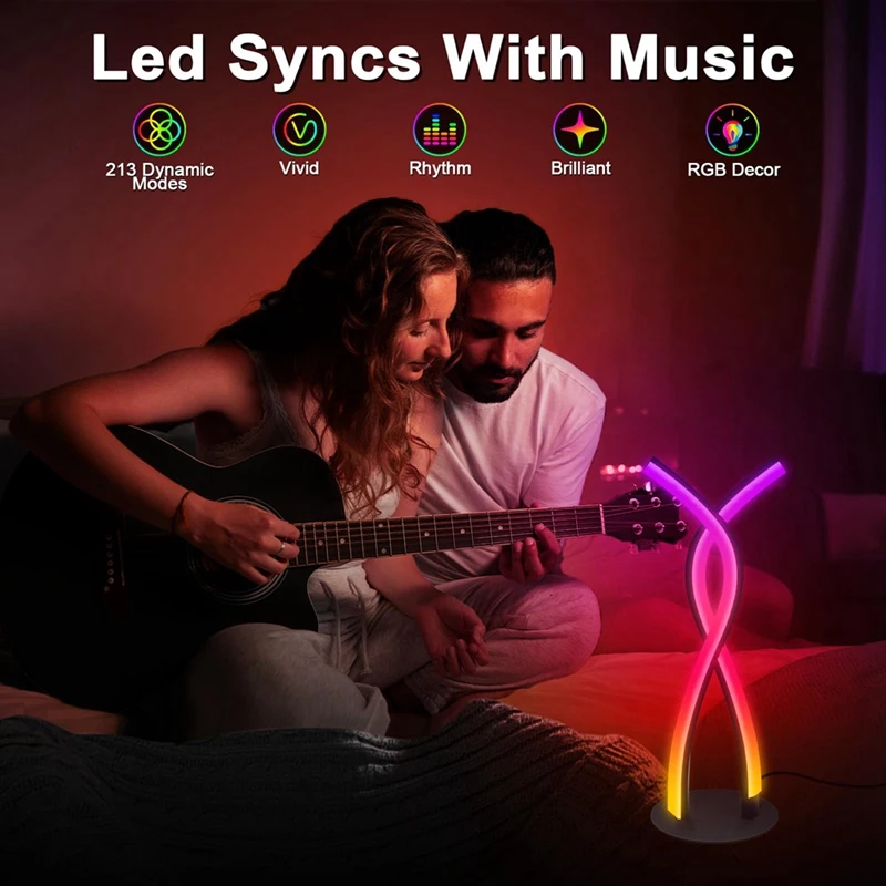 LJL-LED Table Lamp RGBIC+W Color Changing Dimmable With Remote Music Sync Smart Bluetooth APP Control Bedroom Night Light