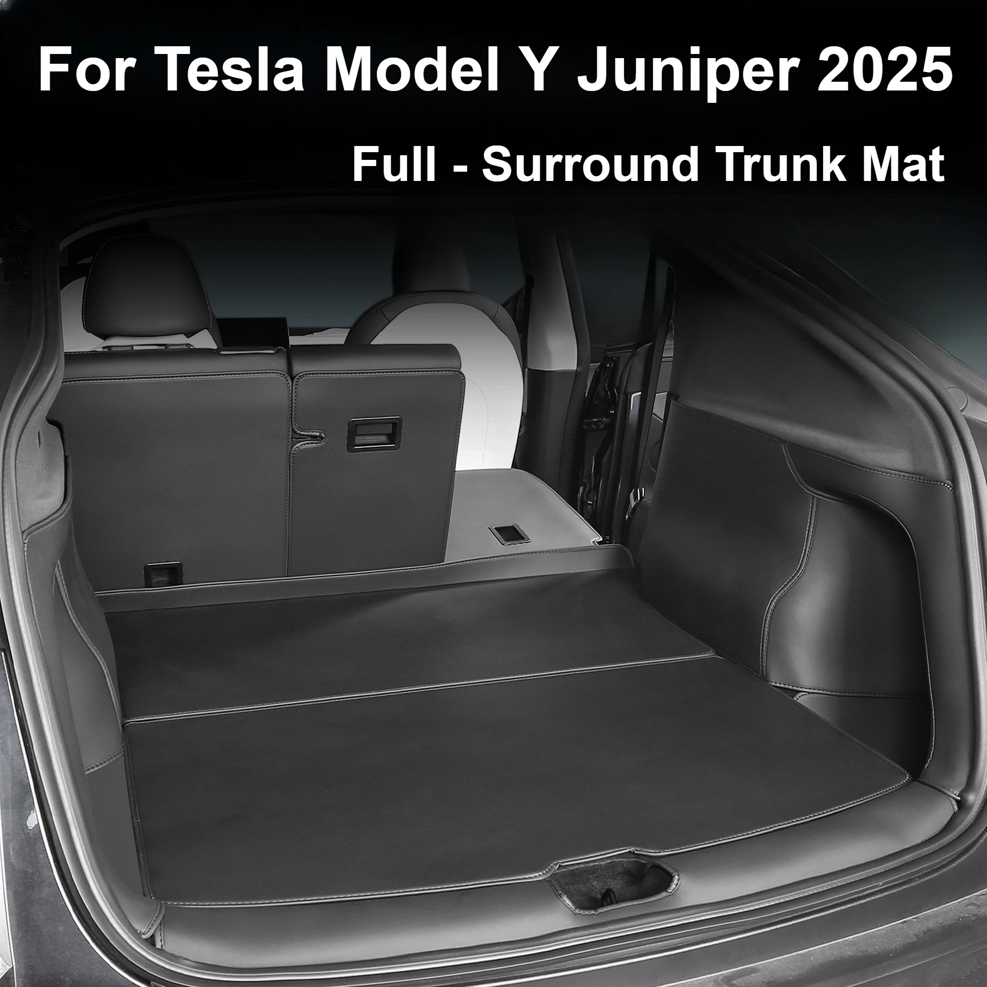 

Для Tesla New Model Y Juniper 2025 кожаные коврики в багажник, защитная накладка на заднее сиденье, спинка, всепогодная подкладка для домашних животных, противоударная накладка