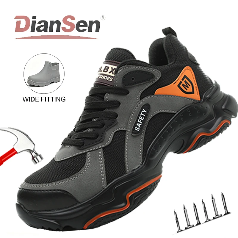 

Men's Lightweight Steel Toe Work Shoes Breathable Safety Boots Anti Puncture Non-Slip Industrial Casual Shoes Kevlar fabric