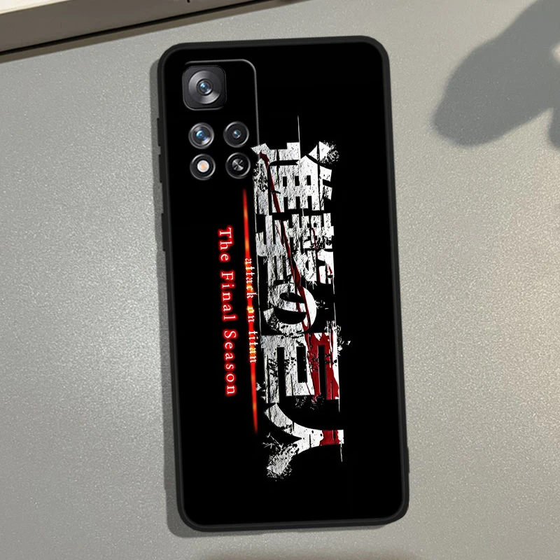 Attack On Titan Black Logo Cover For Redmi Note 13 12 11S 11 10S 10 Pro Plus Redmi 13 12C 10C Soft TPU Black Phone Case