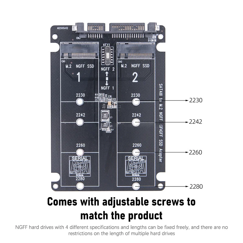 Adaptateur de port série NGFF SSD M.2 vers 2.5 SATA, convertisseur de carte, double escalUSB3.0, câble pour ordinateur portable, limite de vitesse 6Gbps, 2 pièces