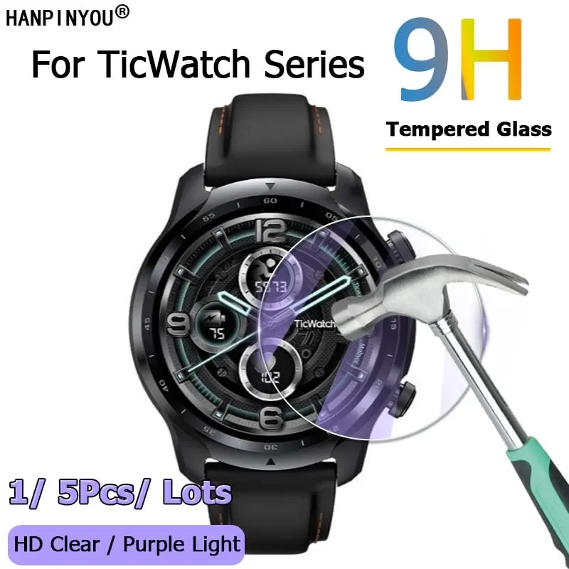 1-5Pcs For TicWatch Pro 3 X Ultra GTA 2020 2021 Watch Clear / Purple Light Ultra Thin Tempered Glass Front Screen Protector Film