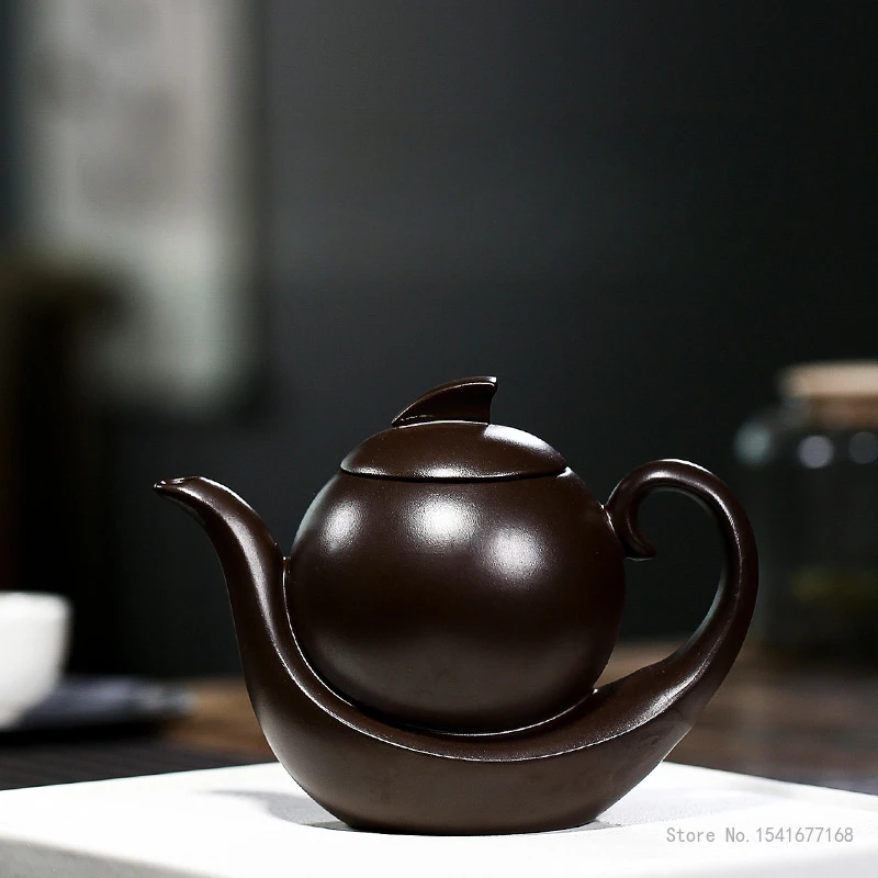 

Yixing Purple Clay Pot Handmade Teapot, smooth Pattern, New Chinese Creative styles Tea Pot Kung Fu Teaware, 360cc, 1Pc