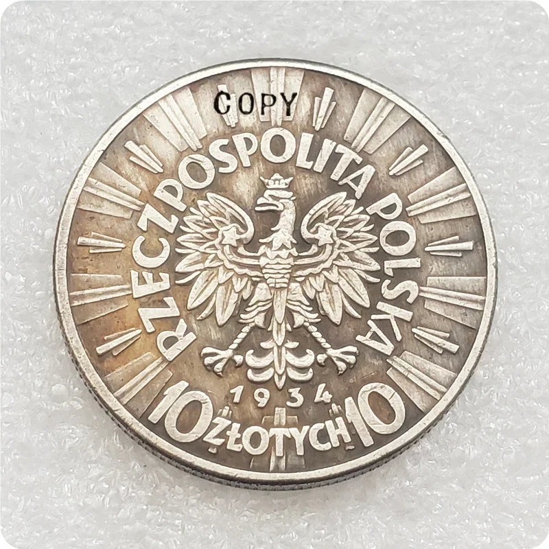 1934,1938 Poland 10 Złotych (Józef Piłsudski) Copy Coins