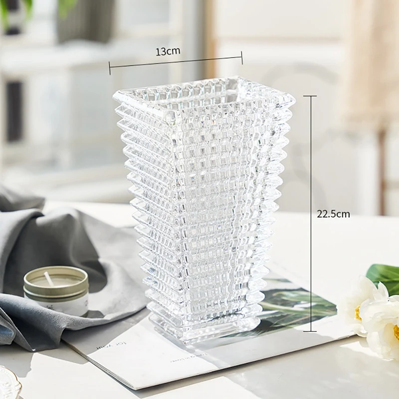 

Nordic Luxury Crystal Vase Flower Arrangement Container Desktop Decoration Rectangular Flower Arrangement Vases