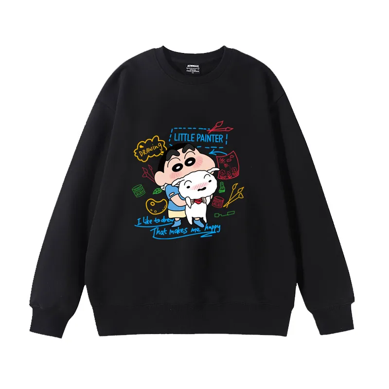 เสื้อสเวตเตอร์มีฮู้ดพิมพ์ลายการ์ตูน คอกลม สำหรับผู้หญิง สไตล์เกาหลี แฟชั่นฤดูใบไม้ร่วงและฤดูหนาว ดีไซน์ทันสมัย ทรงหลวม ใส่ได้ทั้งคู่รัก เสื้อฤดูหนาว สไตล์นักศึกษา