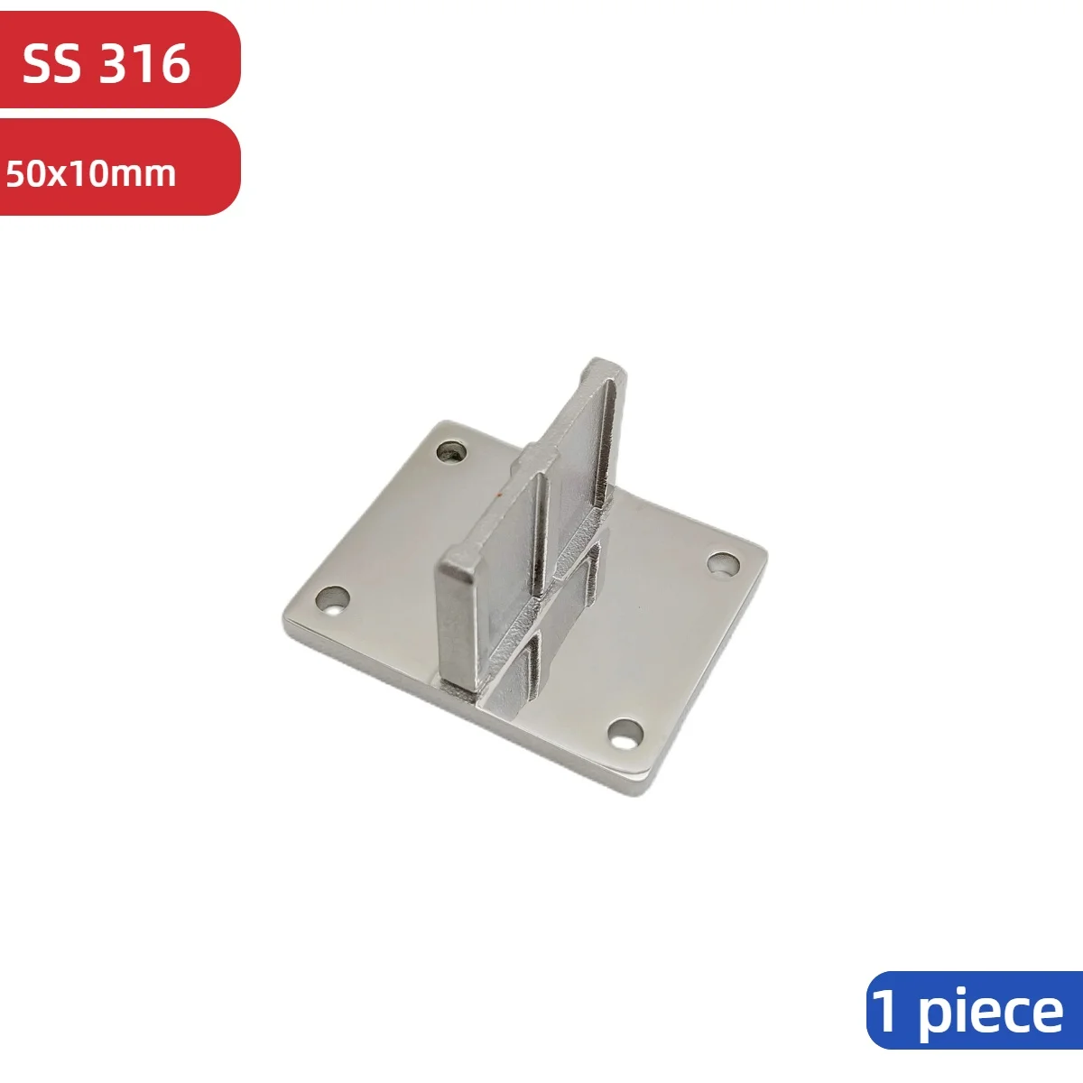 Stainless Steel Rectangular Handrail Fitting Wall or floor mount Rectangular tube fitting for 50x10mm Stair Railing