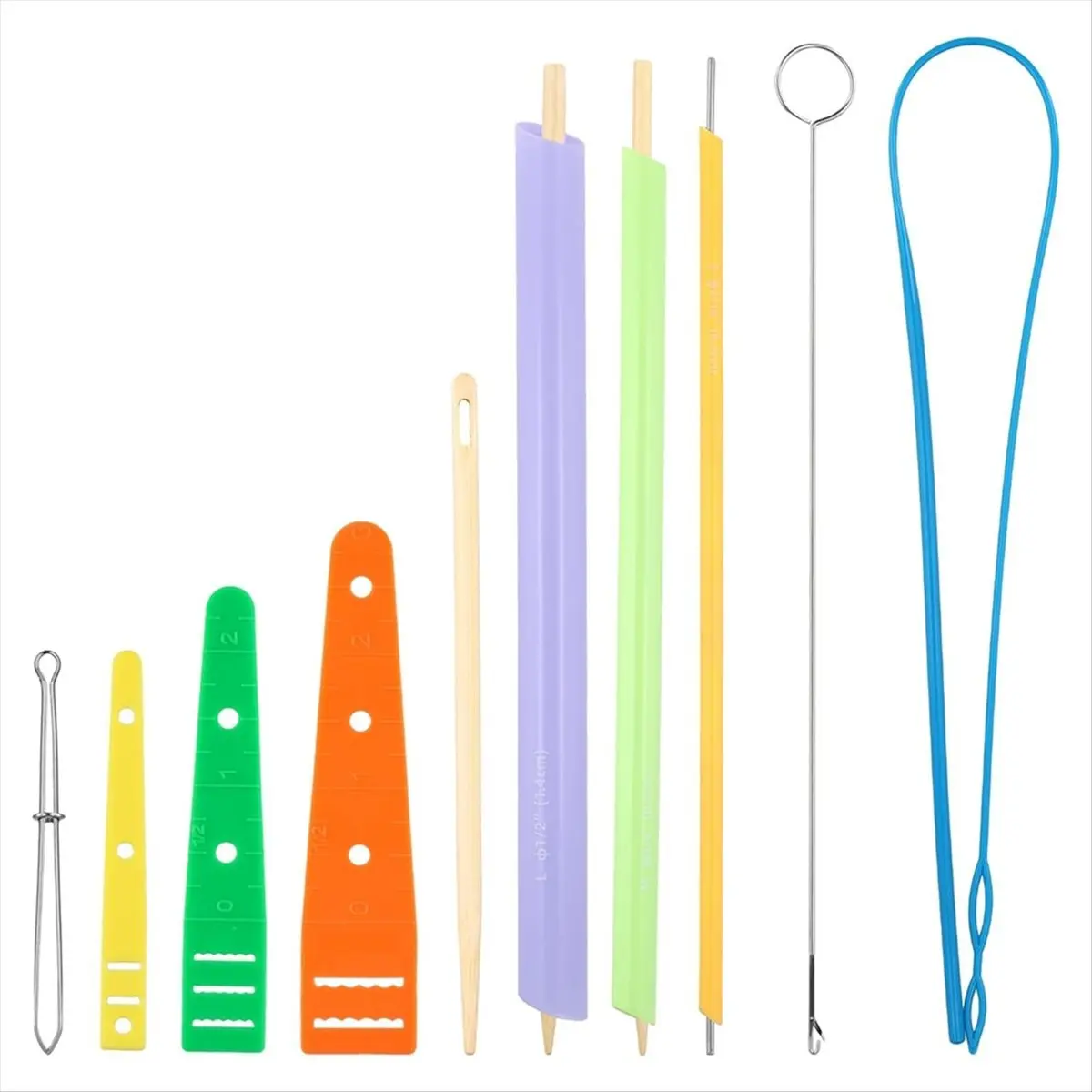 A74U Quick Turn Fabric Set, Versatile Fabric Tube Turner for Sewing Drawstring Threader Tool Fabric Turning Tube