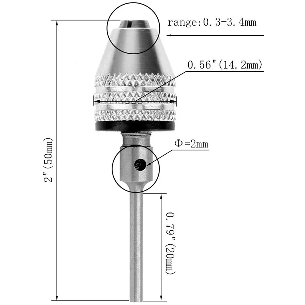 STONEGO Keyless Drill Chuck Adapter, 1PC 0.3-3.4mm Bit Converter with 2.35mm/3.0mm Round Shank - 1/4 Inch Hex Quick Change