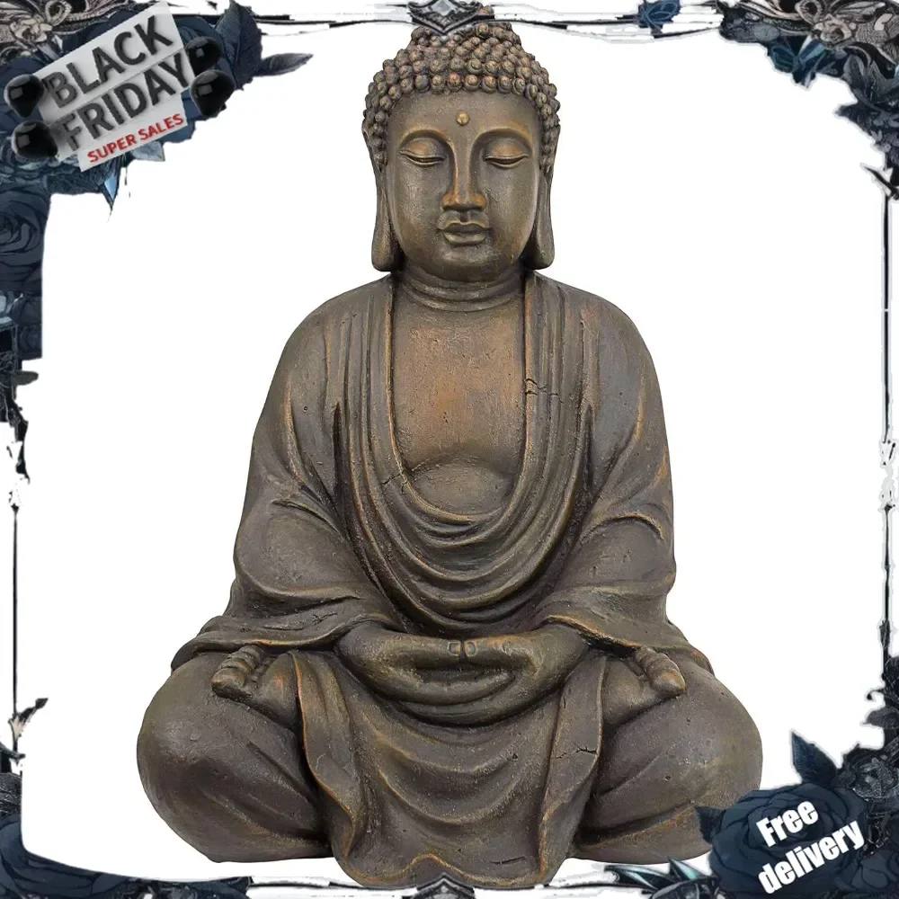 

Meditative Asian Decor of the Grand Temple Indoor/Outdoor Garden Statue, Medium, 18 inches wide, 25 inches