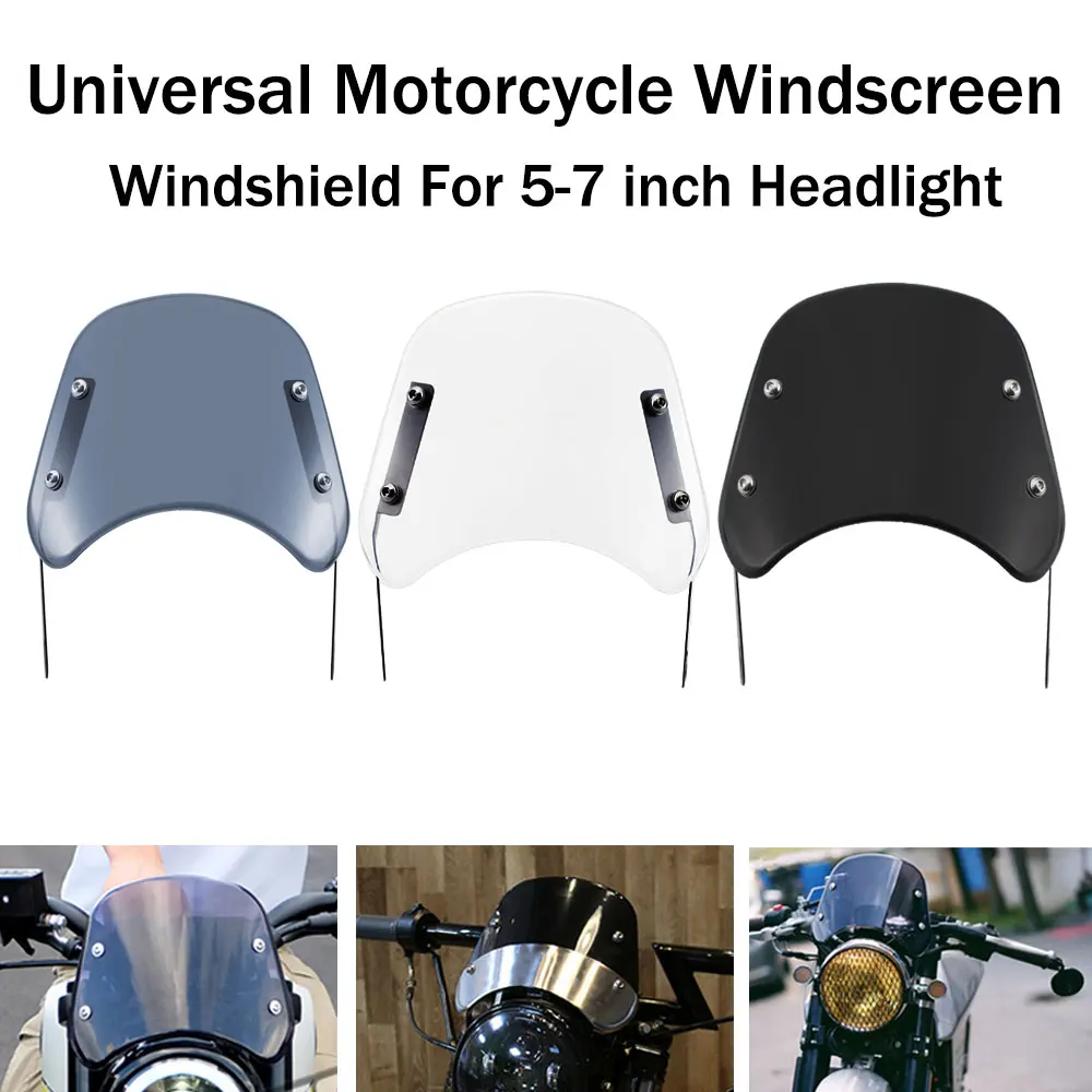 

For Harley/Honda /Cafe Racer Universal Motorcycle Retro Headlight Windscreen Wind Deflector Fairing Instrument Visor Accessories