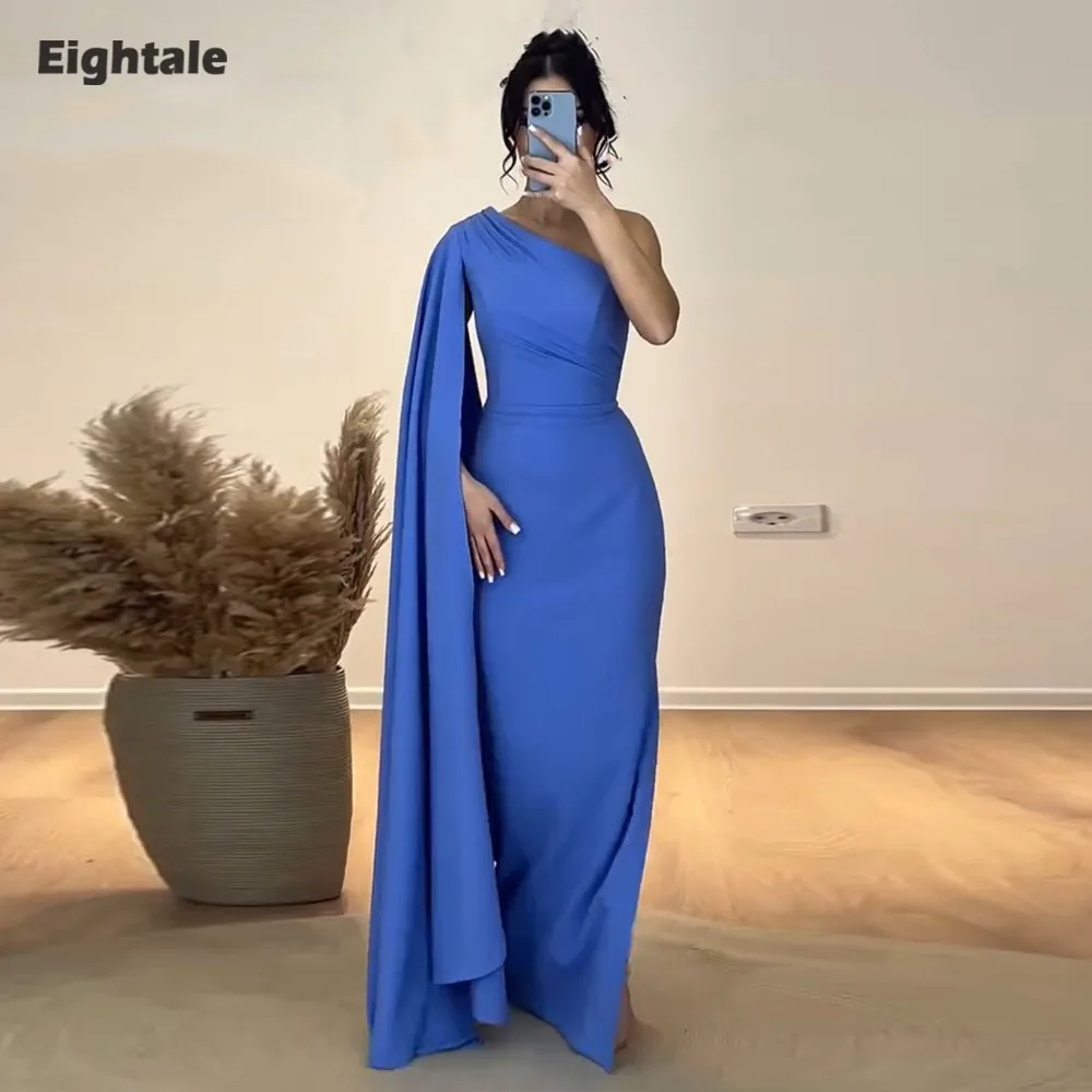 

Eightale Arabic Evening Dress Customized One Shoulder Cap Sleeves Mermaid Prom Wedding Party Gowns