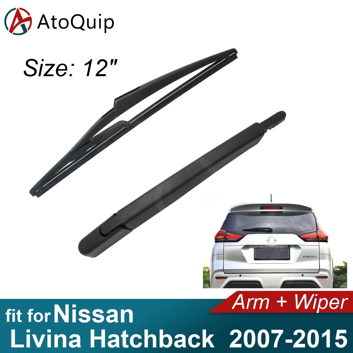 Car Rear Arm Wiper for Nissan Livina Hatchback 2007-2015 Fit Tailgate Window Rain Brush Windshield Windscreen 2013 2014 2015