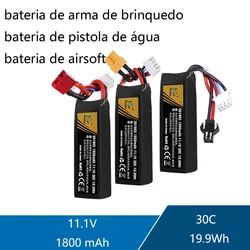 11.1V 1800mAh Rechargeable LiPO Battery for Water Gun Soft Air Gun Toy Gun Accessories 30C 501865 Batteries