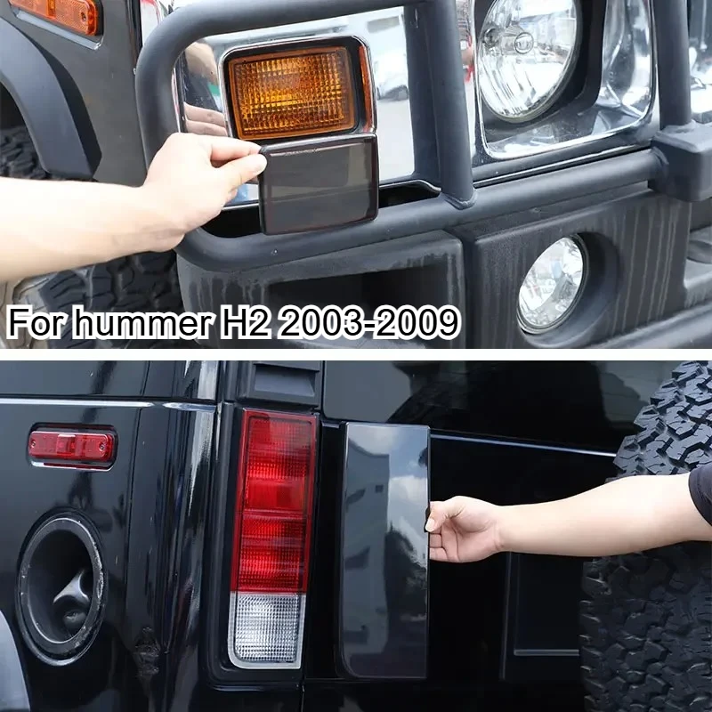 

Fit For Hummer H2 2003-09 Car Styling ABS Blackened Car Front Turn Signal Light Cover Protect Lampshade Sticker Car Accessories