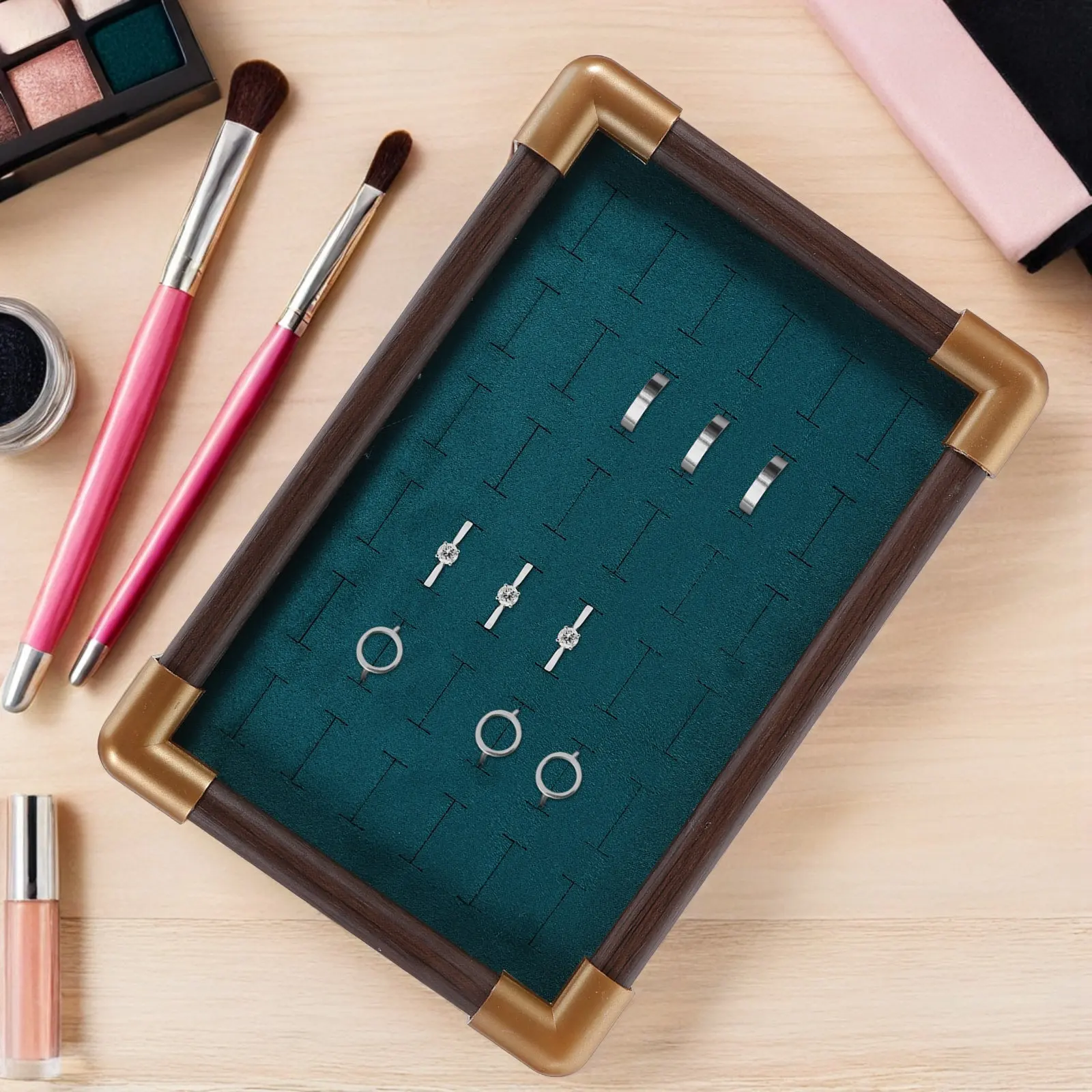

Подставка-органайзер для ювелирных изделий из массива дерева на 36 отделений для колец и серег, для прилавка, витрины магазина, дома, элегантная настольная подставка