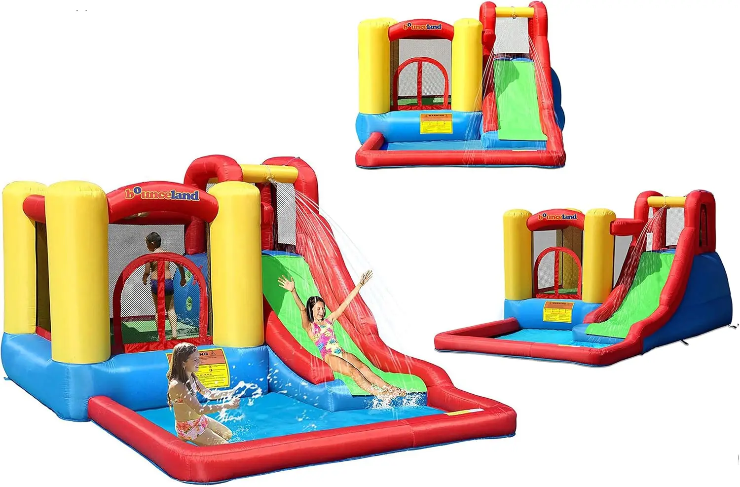 Large Inflatable Bounce House with Water Slide, Pool, Basketball Hoop & Climbing Wall - UL Certified Blower Included