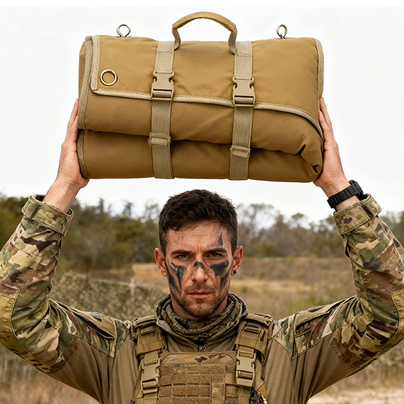 

Outdoor Tactical Shooting Mat - Heavy Duty Padded Roll-Up Prone Mat for Hunting & Range Extra-Large Military Grade Range Gear