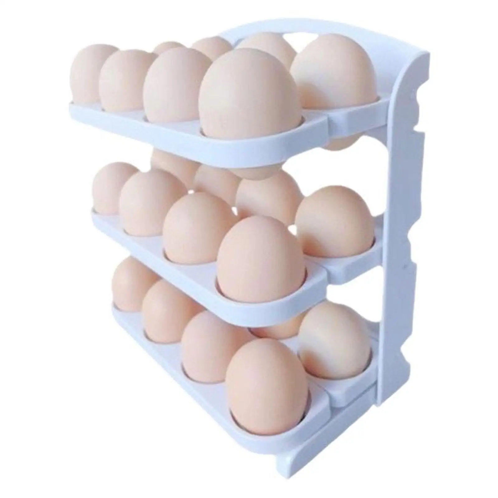 Flippable Egg Holder Organizer 3 Layer Folding Organization Rack Egg Fresh Storage Box for Counter, Pantry, Fridge Side Door