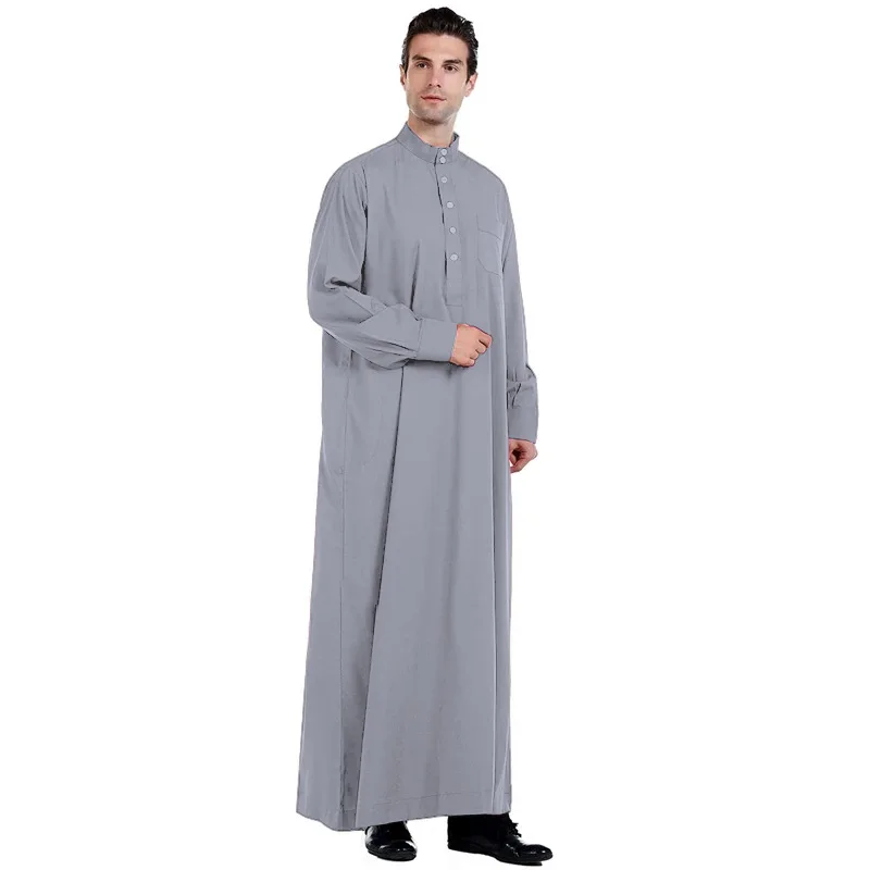 Eid Muslim Men Robe Long Sleeve Jubba Thobe Islam Clothing Arabic Saudi Thoub Djellaba Daffah Dishdasha Dubai Abaya Kaftan Dress