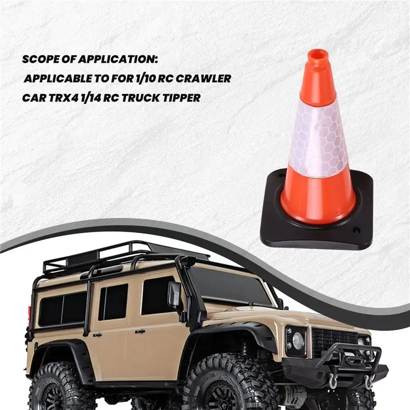 YSUN-2PCS Simulation Road Cone Reflective Cone Model For 1/10 RC Crawler Car TRX4 1/14 RC Truck Tipper