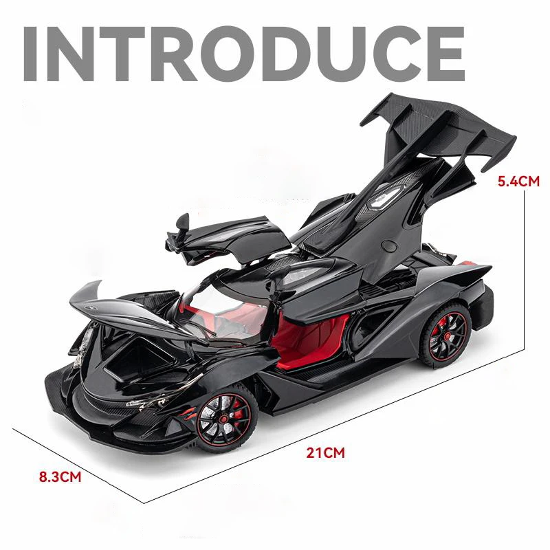 1:24 Apollo IE Intensa Emozione Alloy Car Diecasts & Toy Vehicles Car Model Sound and light Pull back Car Toys For Kids Gifts