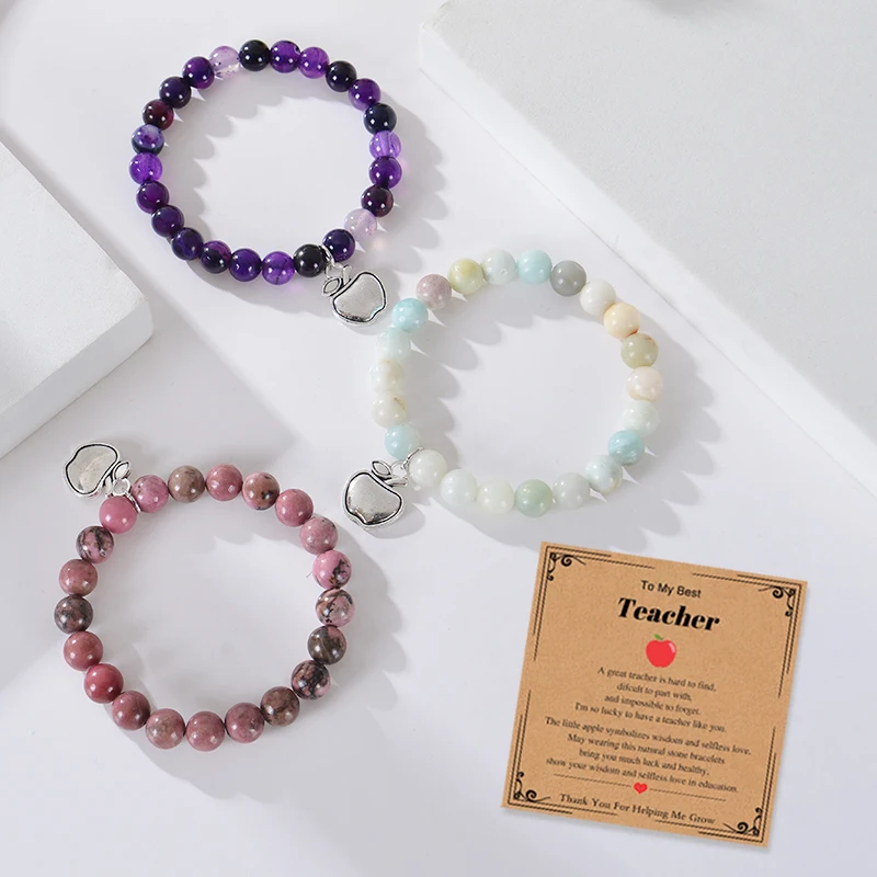 Teacher appreciation gifts,Natural Stone teacher Bracelet gifts for women,thank you gifts for teacher meaningful gifts for women