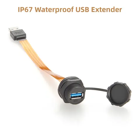 IP67 USB 3.0 Flush Panel Mount Extension Cable 5Gbps Type-A Male to Female FPC Flat Ribbon Flexible Data Cable for PC, Scanner