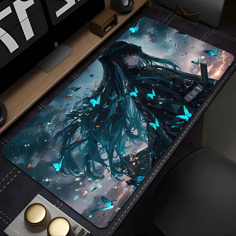 Mouse Pad Gaming Mousepad D-demon Slayer Tokitou Muichirou Mouse Pad 900x400 Laptop Keyboard Rug Gamer Cabinet Mouse Mats Carpet