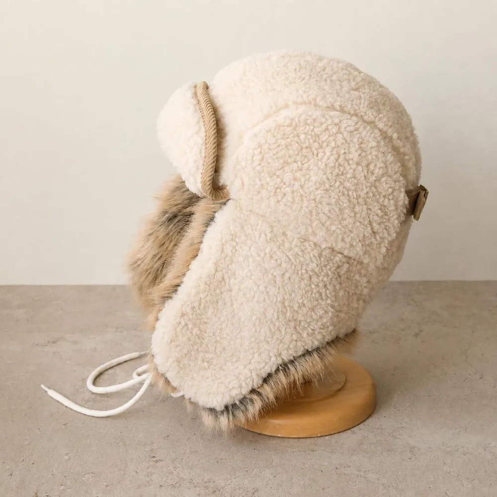 Fashion Ear Protection Bomber Hat Fleece Lining Windproof Pilot Hat Thickened Winter Cycling Hat