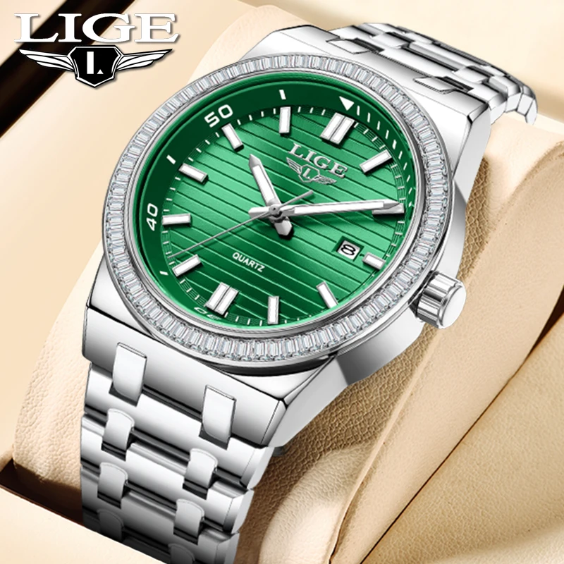 

2026 LIGE брендовые роскошные мужские часы, модные деловые кварцевые наручные часы, водонепроницаемые часы со светящимся стальным ремешком, мужские подарки Reloj