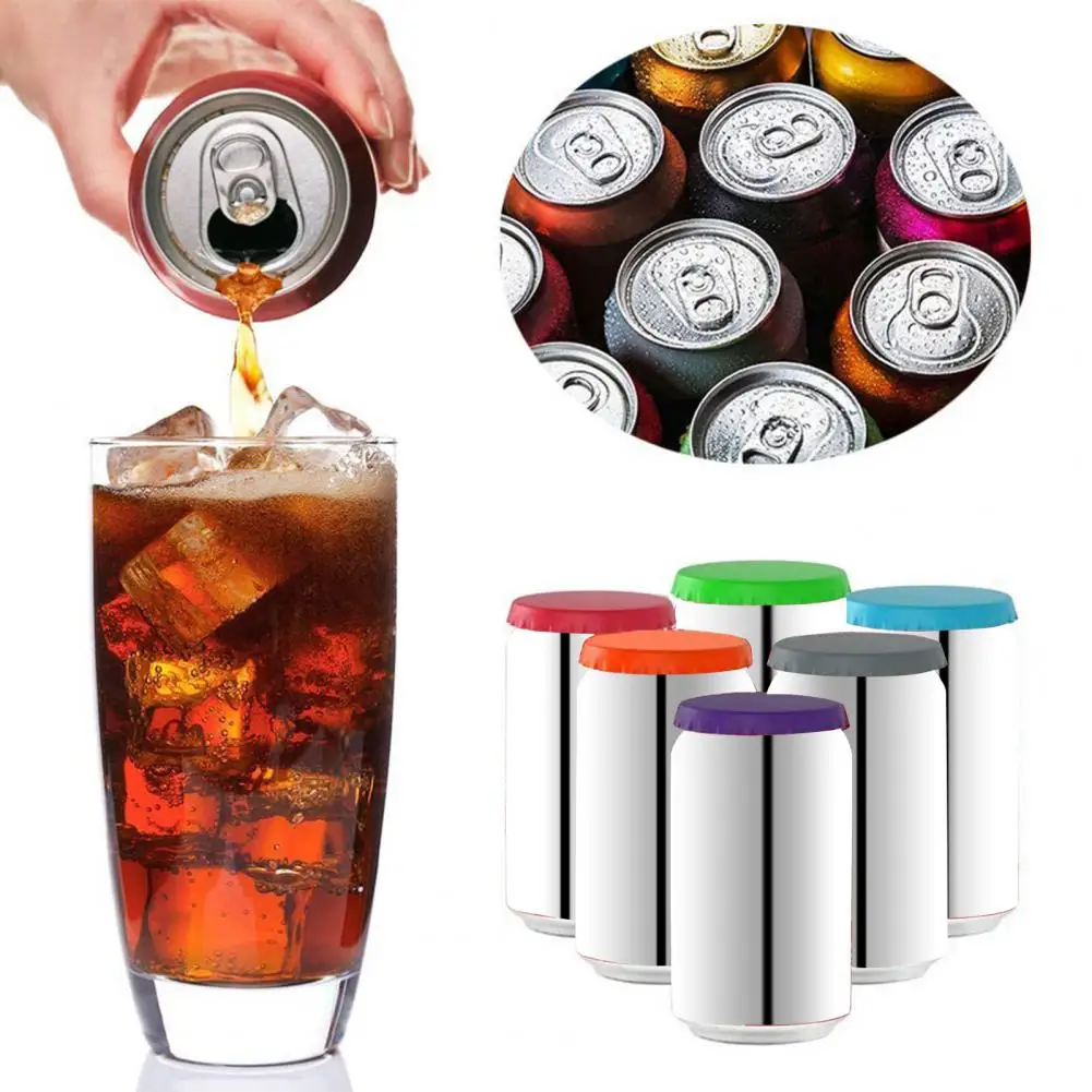 6Pcs Can Topper Practical Solid Color Leakproof Silicone Drink Can Topper Bar Accessories  Soda Can Lid  Soda Lid Cover