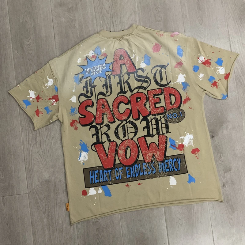 

Футболка с коротким рукавом в стиле хип-хоп FIRST ROW, высокое качество, ретро, граффити, уличные свободные повседневные топы, мужские футболки в стиле рок