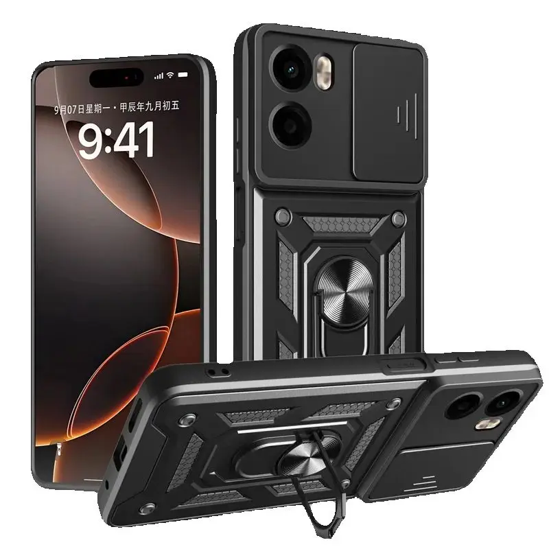 

Car Magnetic Ring Holder Armor Shockproof Coque For Motorola Moto G05 G15 G35 G45 G55 G75 G85 G04 G14 G24 G34 G54 G84 Lens Case