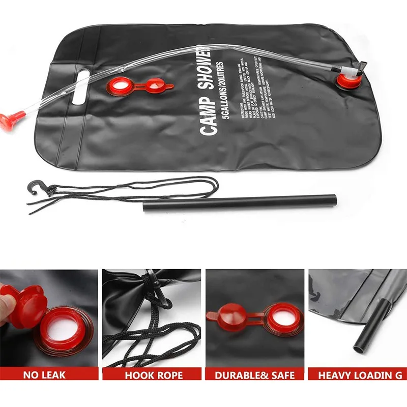 Portable Solar Heated Water Bag Thickened Shower Camping Shower Storage Vehicle Overnight Outdoor Bathing Novelty Supplies