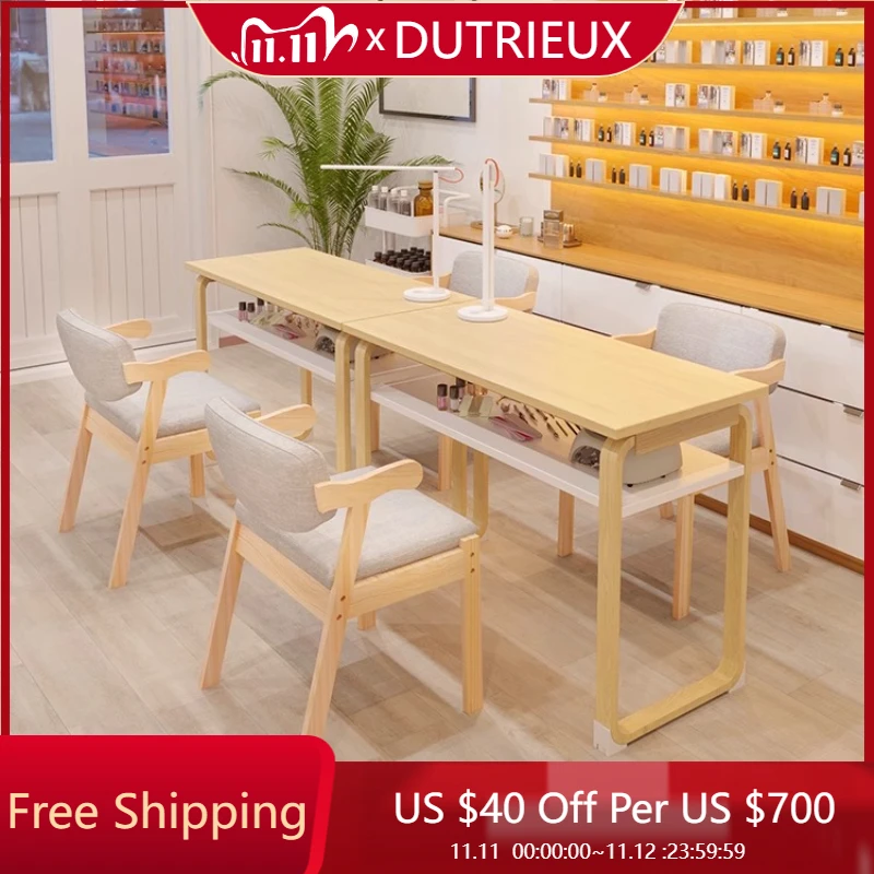 

Design Wooden Manicure Table Professionals Organizer Simple Cleaning Nail Desk Wooden Waterproof Nageltisch Salon Furniture