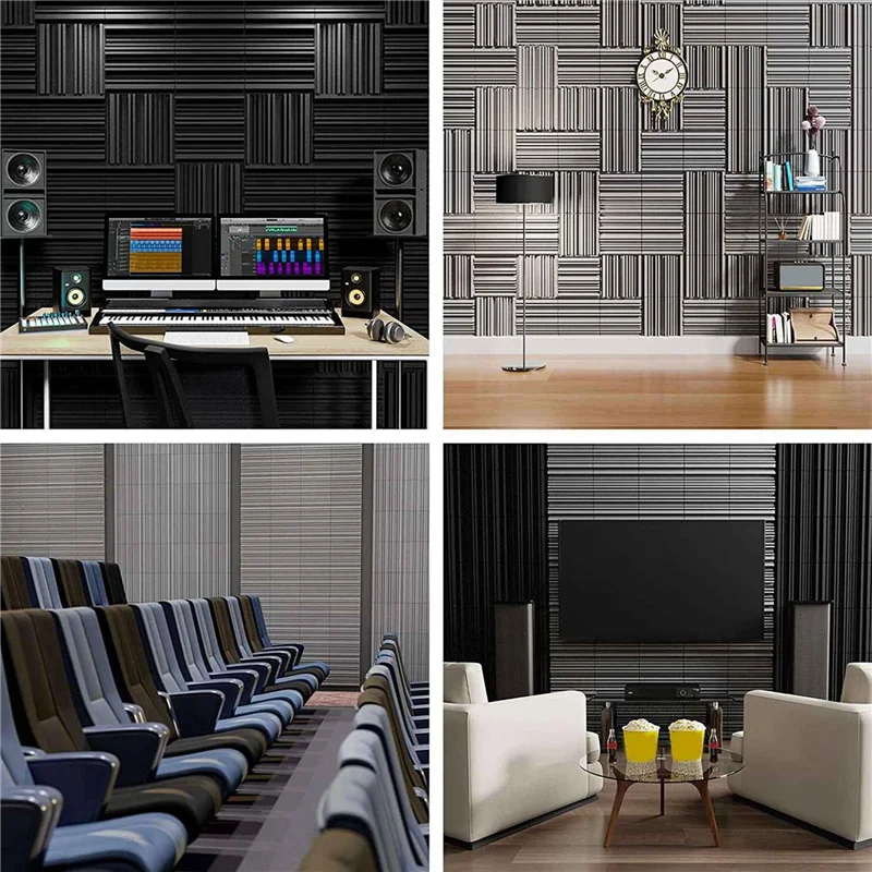 Painéis de espuma autoadesivos à prova de som do bloco AT44-12, espuma acústica de 12x12x2 polegadas, para parede, casa, estúdio