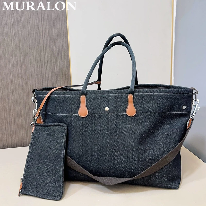 Denim Beach Handbag 2024 New Large Capacity Shoulder Bag Ladies Messenger Canvas Bag Fashion Street Style Shopping Underarm Bag