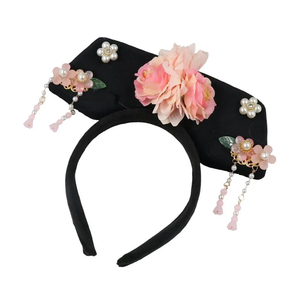 Flower Chinese Style Headwear Bow Pearl Ancient Style Headband Princess Hair Hoop Face Wash Hair Band Hanfu Hair Clip Children