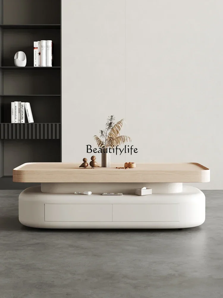 

pg45Living room household small apartment rectangular creative light luxury cream style coffee table