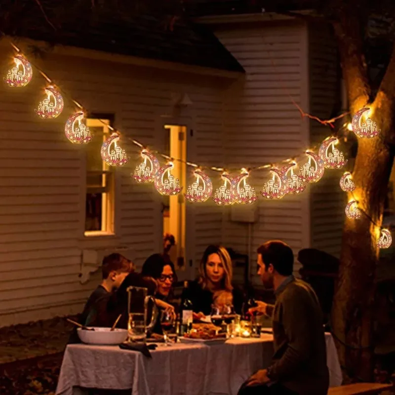 Christmas Deer Snowflake LED String Lights Battery Powered Fairy Decorations Xmas Tree Ornament 2025 New Year Gift Navidad