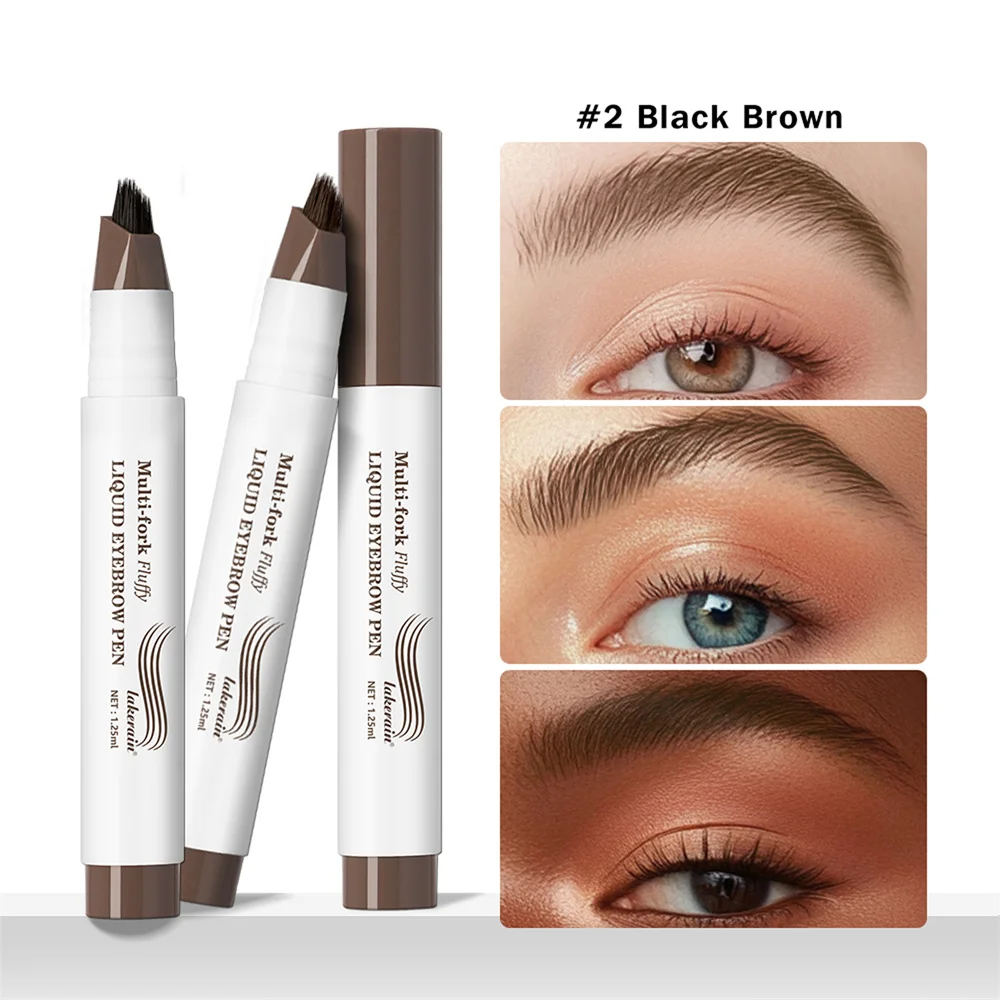 Penna per sopracciglia impermeabile a lunga durata 4D Multi forchette Punta della penna liquida Fine Liquid Tattoo Brow Matita per sopracciglia non sbavata Cosmetico