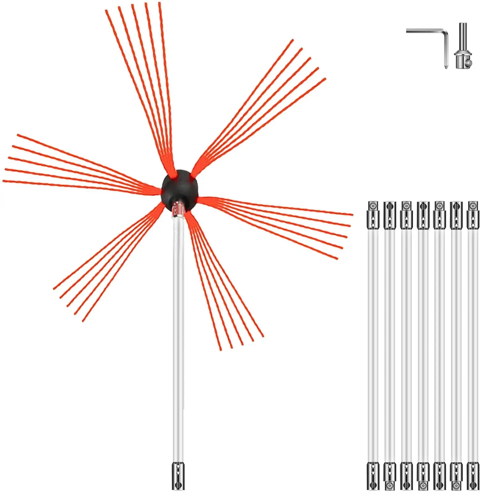 NEW Chimney Sweep Kit 26FT Length, Chimney Cleaning Tool Kits with 8 Nylon Flexible Rods