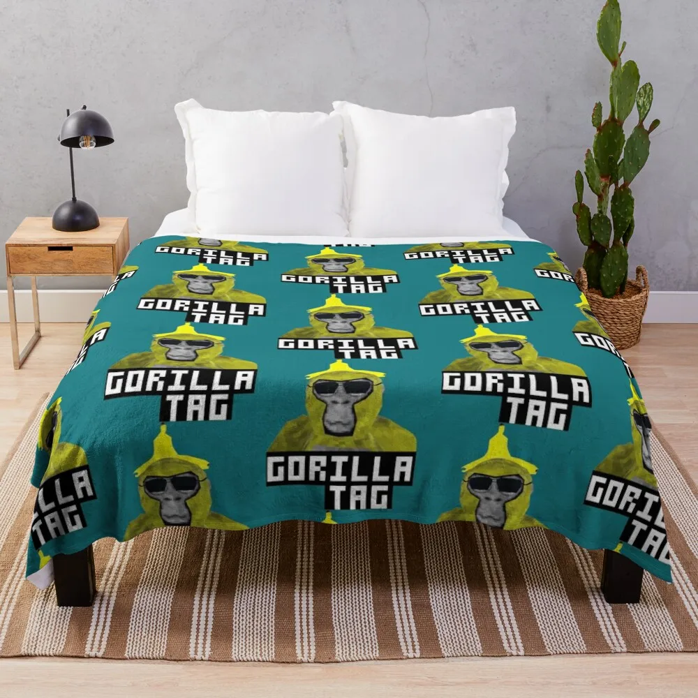 Gorilla Tag Monkey Banana Peel Gorilla Monke Gorilla Tag PFP Maker Throw Blanket halloween Soft Plaid Sofa Quilt Blankets